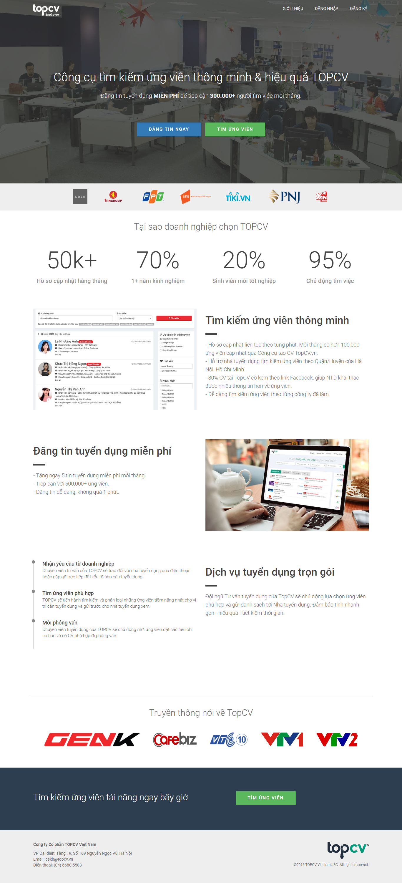 Thiết kế website dịch vụ tuyển dụng việc làm đẹp SEO tốt